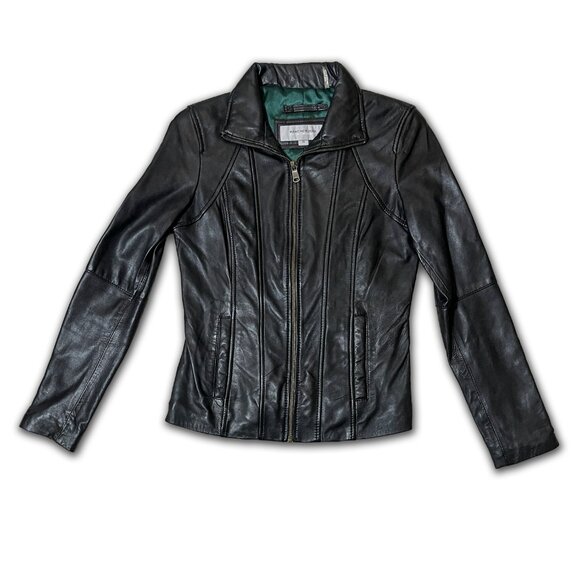 NWOT Marc New York Andrew Marc Genuine Leather Jacket XS — Black Fitted - Picture 6 of 8